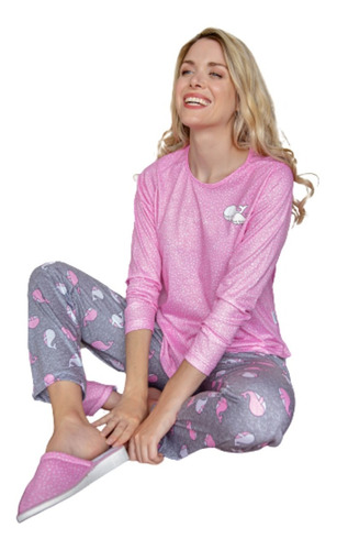 Pijama Invierno Mujer Algodón Estampado Susurro Art. 3024