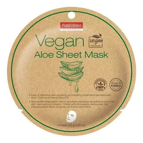 2 Pza Mascarilla Facial Purederm Vegana Y Biodegradable Con