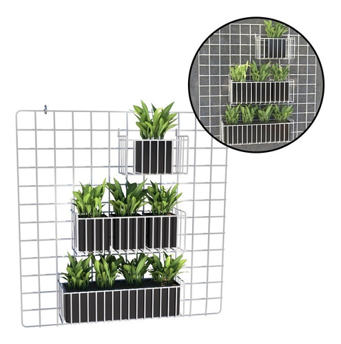 Horta Suspensa 60x60 Jardim Vertical 3 Cestos Vasos Plantas