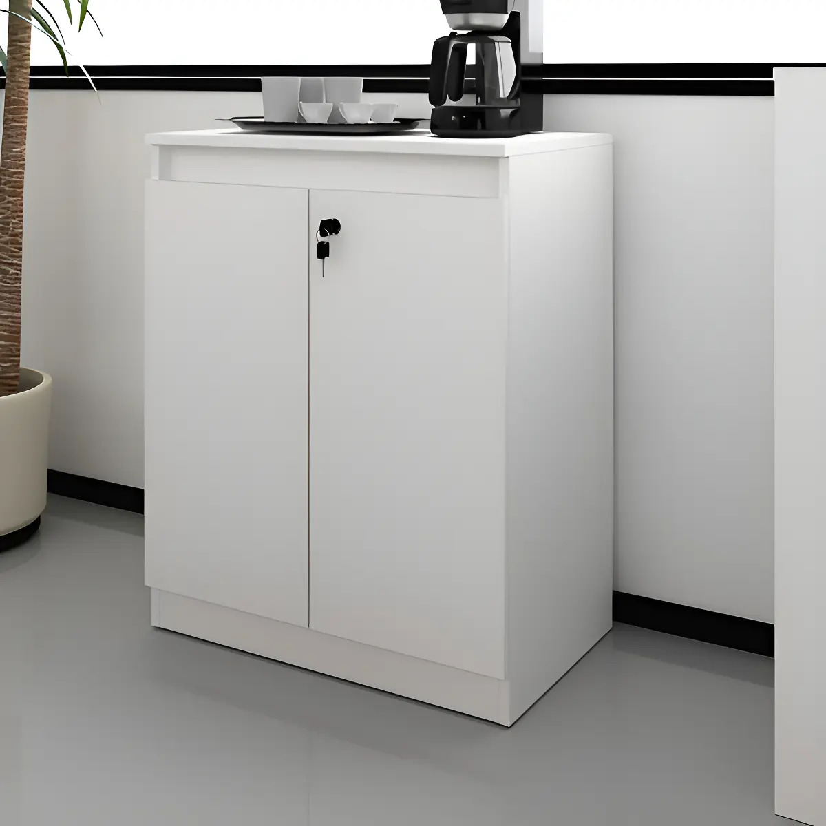 Balcão Para Escritório 2 Portas Me4149 Branco - Tecno Mobili