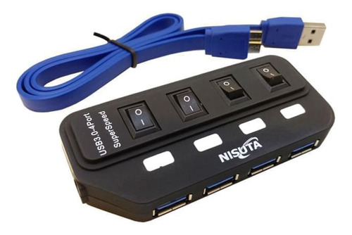 Hub Usb 3.0 4 Puertos Con Switch Interruptor Y Luz Nisuta