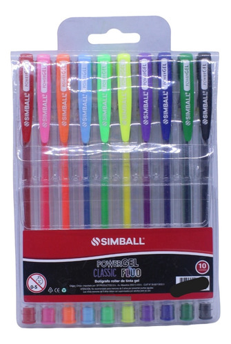 Boligrafo Rolller Tinta Gel Powergel Simball Colores X10