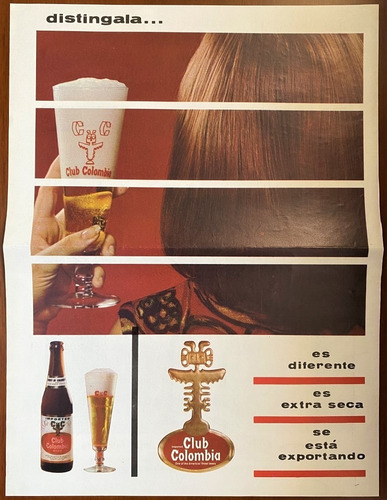 Cerveza Club Colombia Aviso Publicitario De 1966 Color