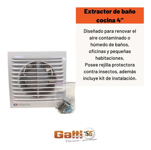 Imagen 5 de 10 de Extractor De Aire Baño 4(10 Cm) Motor Potenciado Buje Bronce