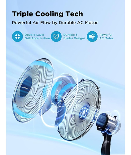 Pelonis 16 Ventilador De Pie De Pedestal Oscilante Con Mando