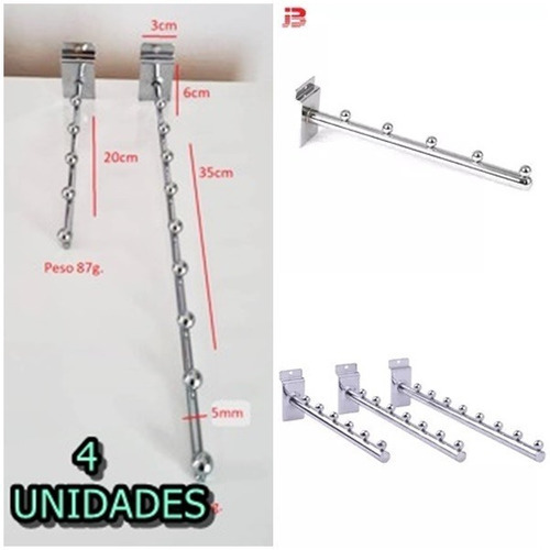 Mensulas Ganchos Panel Ranurado 7 Y 9 Perlas  28 Y 34 Cm