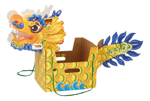 Dragón De Papel Chino Decorativo, Barco Amarillo Con Cabeza