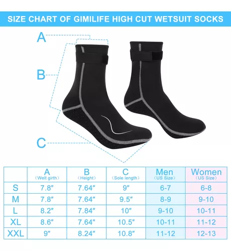  Gimilife Calcetines de neopreno de 0.118 pulgadas para mujeres  y hombres, calcetines impermeables para buceo, calcetines de arena para  voleibol de playa, esnórquel, surf, kayak, natación, deportes : Deportes y  Actividades