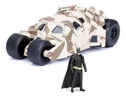 Carrinho Carro Miniatura Batmóvel E Batman Coleção 1:24 Cor Camuflado Dark Knight Tumbler 2008