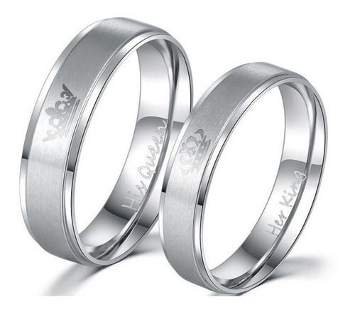 Imagen 2 de 4 de Anillos Compromiso Parejas Novios Regalos King Queen