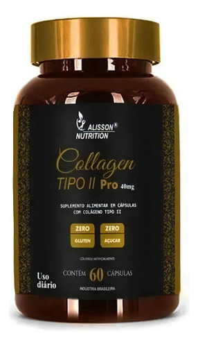 Collagen Tipo 2 Pró 40mg 60 Cápsulas - Alisson Nutrition Sabor Sem