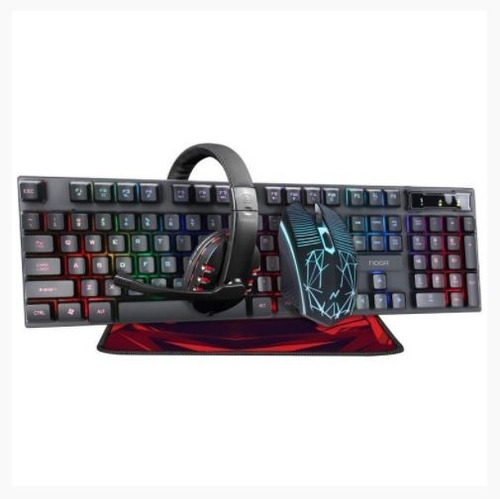 Combo Noga Gamer Pc Teclado Mouse Auriculares Pad Nkb-407