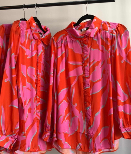 Blusa Larga Naranja Y Rosa