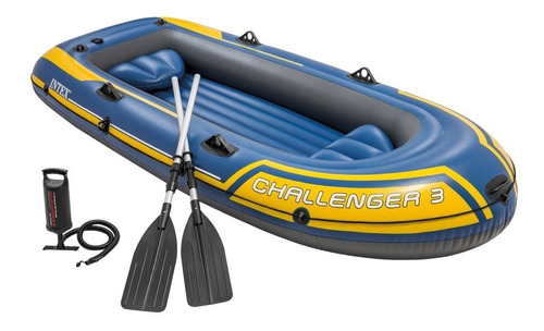 Bote Inflable Intex Gomon Challenger 3 Set Inflador + Remos