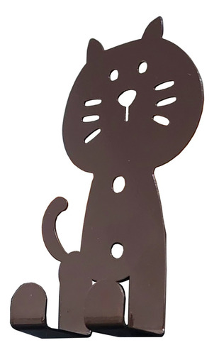 Portallaves De Pared Moderno Figura De Gato Colores Color Marrón Oscuro