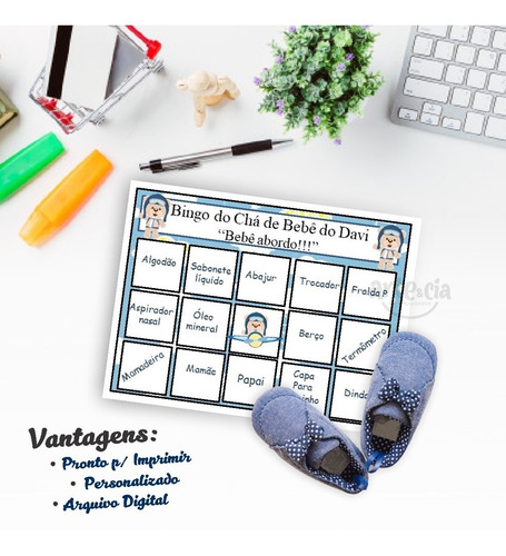 90 Cartelas Baby Bingo Para Chá De Bebê - Envio Por E-mail