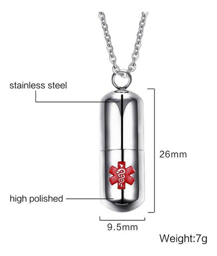 Envase Con Forma De Píldora Collar De Cadena De