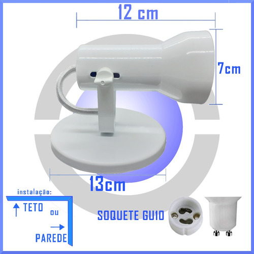 Spot P/ Ar70 Sobrepor Soquete Bocal Gu10 Em Aluminio