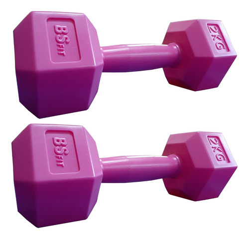 Par Mancuernas Bsfit 2 Kg Pesas Hexagonal Plástico Bicep Gym