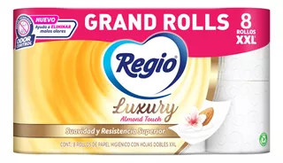 Papel Higiénico Regio Luxury Almond Touch 8 Rollos XXL