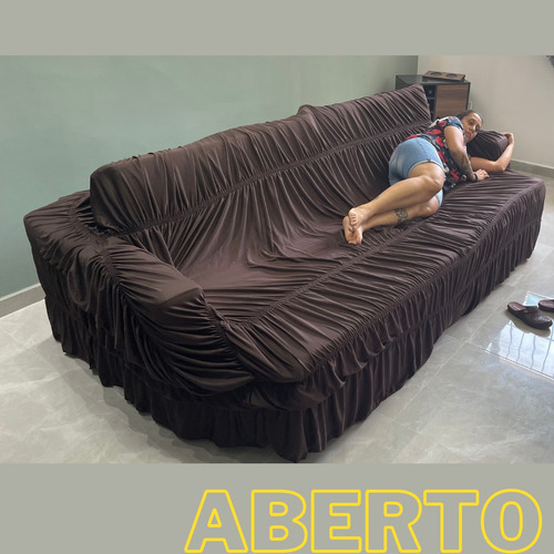 Capa Sofa Retratil Fácil Colocar Controla Pelos Dos Bichos