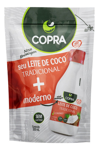 Leite de Coco Tradicional Zero Lactose Copra Sachê 200ml