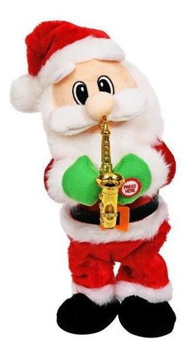 Papai Noel Musical Com Movimento E Saxofone 35cm A Pilha