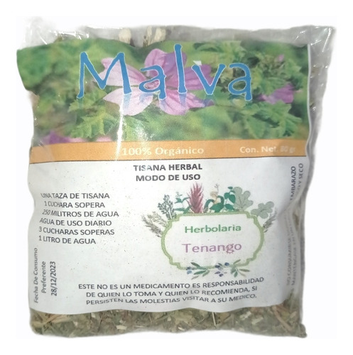 Malva Planta Deshidratada Orgánica Puro Té Infusión 80 Gr