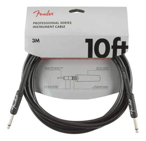 Cable De Guitarra/bajo Fender Professional Series 3m Rec Blk