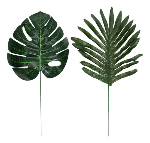 24 Peças, 2 Tipos De Folhas De Palmeira De Plantas Tropicais