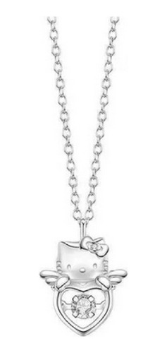 Colgante Collar Dije Hello Kitty Angel Cat Swarovski Plata