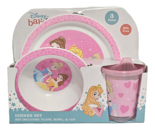 Disney Princess Vajilla Para Cena Plato, Bowl Y Taza 3pzas