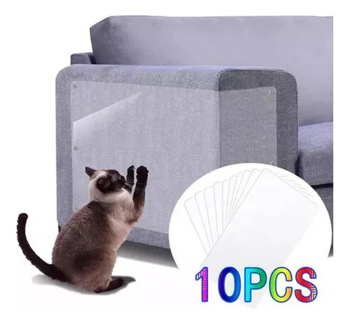 Kit De 10 Pegatinas Antiarañazos Para Muebles De Gatos Color Transparent Liso