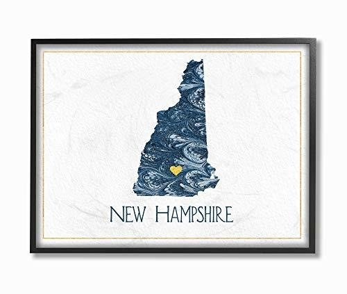 Stupell Industries New Hampshire Minimal Blue Marbled Paper 