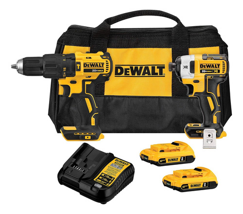 Kit Rotomartillo Llave Impacto Brushless Dewalt 20v Dck223d2 Amarillo/negro