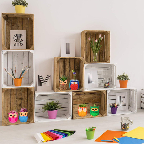 Kit De Macetas Cerámicas Winlyn 6 Búhos Para Pintar