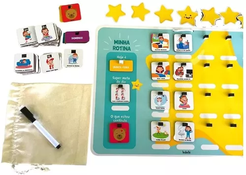 Mandiali e-Shop : Kit Infantil Quadro Rotina com 38 Atividades + Jogo  Empilhe Os Bichinhos