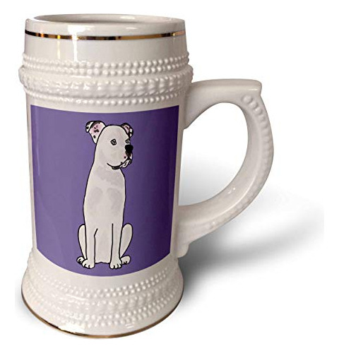 3drose Cute White American Bulldog Art - Stein Mug, 18oz , 2