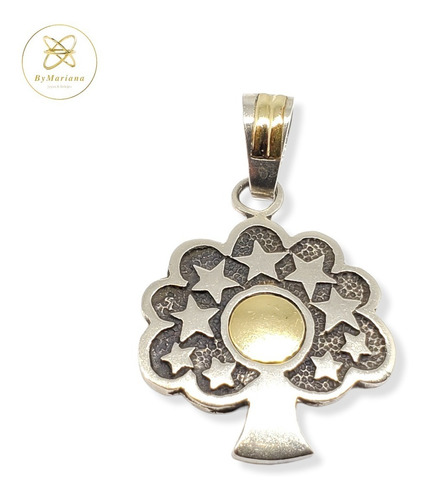 Dije Plata Y Oro Arbol De La Vida Con Estrellas