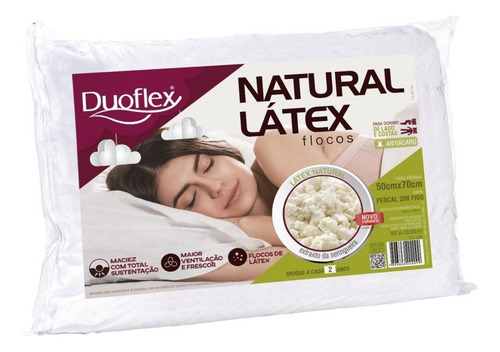 Travesseiro Natural Látex Flocos Duoflex 50x70x16cm