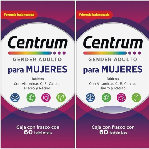 Centrum Mujer Pack 2 Multivitamínicos De 60 Tabletas Sabor Sin Sabor