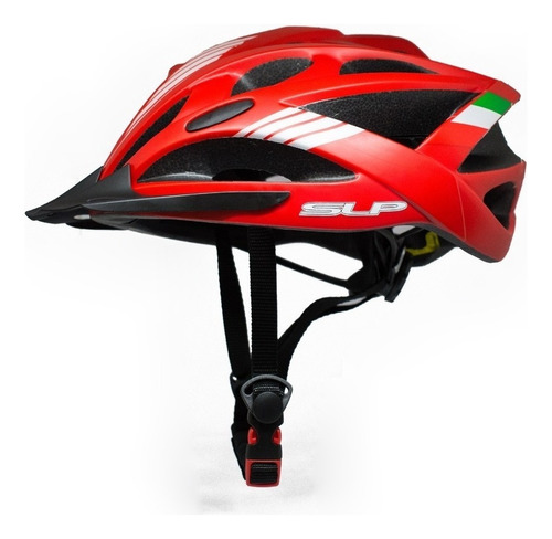 Casco Slp Ciclismo Bicicleta Mtb 22 Vent Regulador 200gr Color Rojo, Blanco Y Verde Talle M/l