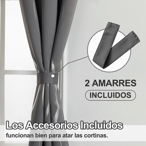 J Cortinas Blackout Con Línea Ondulada Color Raya Gris