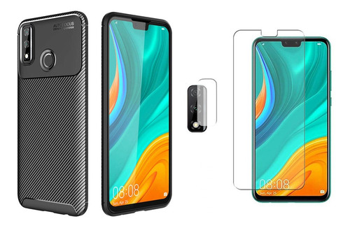 Funda Carbono + Vidrio + Cam P/ Huawei Y8s