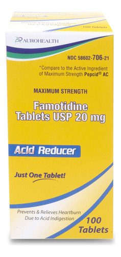 Aurohealth Tabletas De Famotidina De Mxima Fuerza Usp 20 Mg