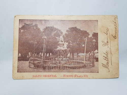 Antigua Postal Uruguay 1904 Plaza 33 Fuente Mag 57888