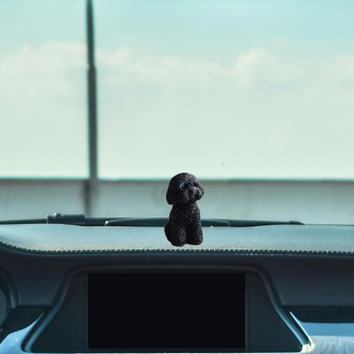 Dog Miniature Figurine Cute Car Ornament For Black Squatting