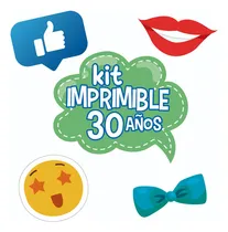Comprar Imprimible Photo Props Cartelito Cumpleaños 30 Años Color