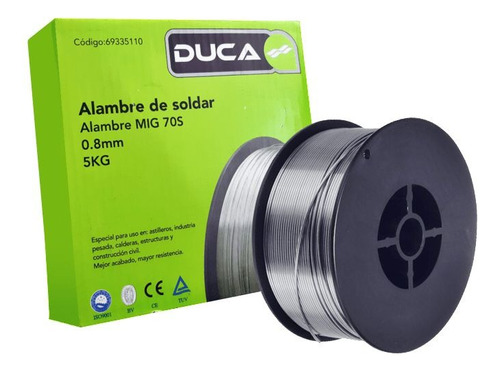 Rollo Alambre Flux Tubular 5 Kg Mig Para Soldar Sin Gas Duca