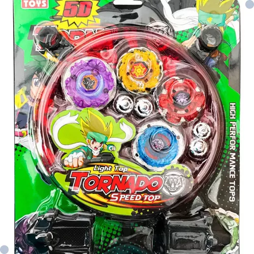 Kit 4 Beyblade Metal Fusion Pião C/super Lançador Brinquedos em